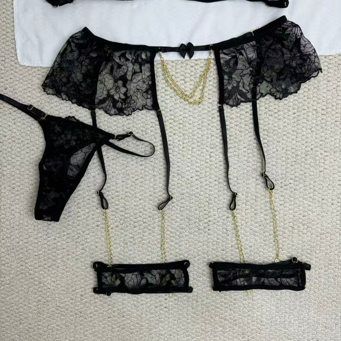 Embroidered lace lingerie set