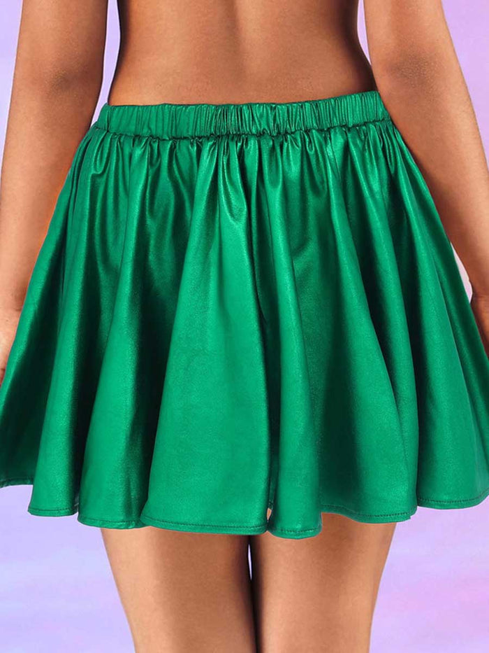 Emerald Green Satin A-Line Skirt