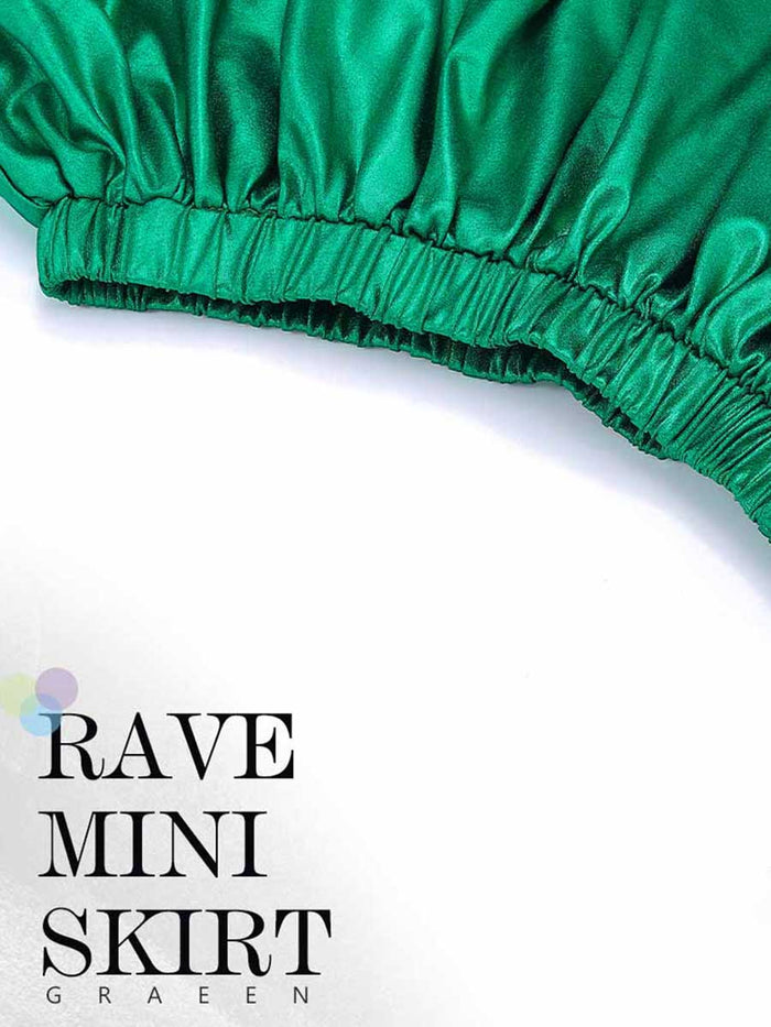 Emerald Green Satin A-Line Skirt