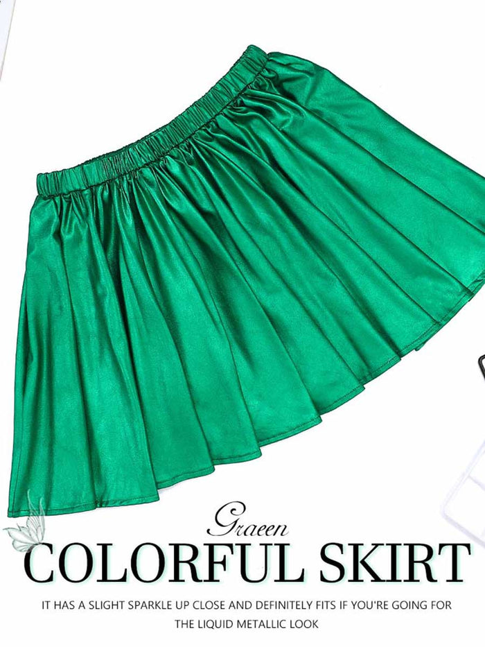 Emerald Green Satin A-Line Skirt
