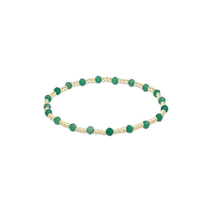 Enewton - Gemstone Gold Sincerity Pattern 3mm Bead Bracelet - Faceted Green Onyx