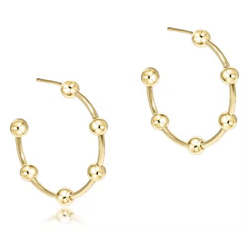 enewton Beaded Simplicity 1" Post Hoop- 4mm Gold