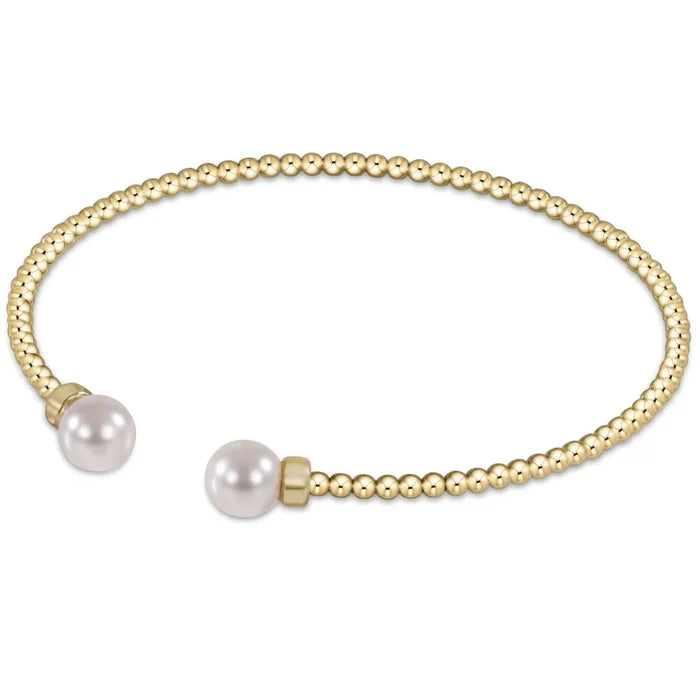 enewton classic gold 2mm bead cuff - pearl