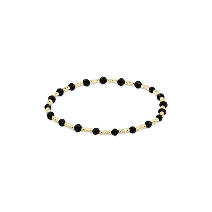 Enewton Gemstone Gold Sincerity Pattern 3mm Bead Bracelet - Faceted Onyx