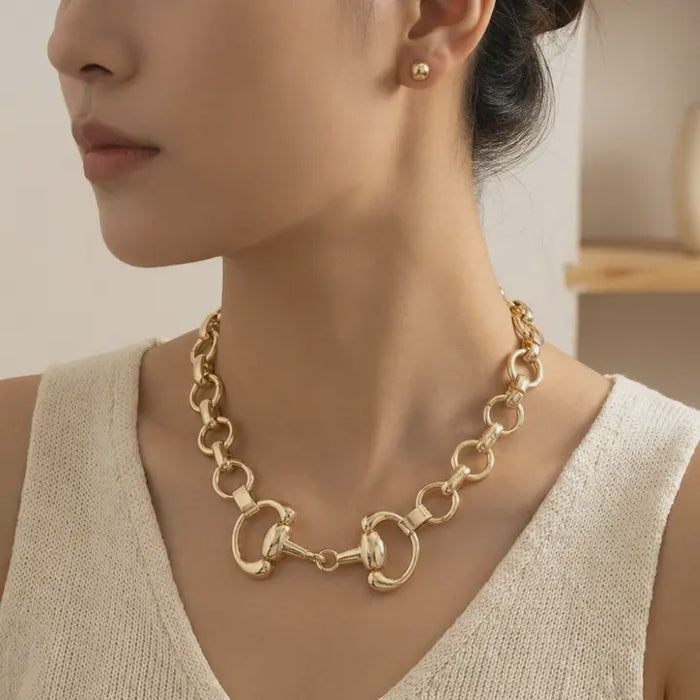 Equestrian Horsebit Chain Link Necklace Set