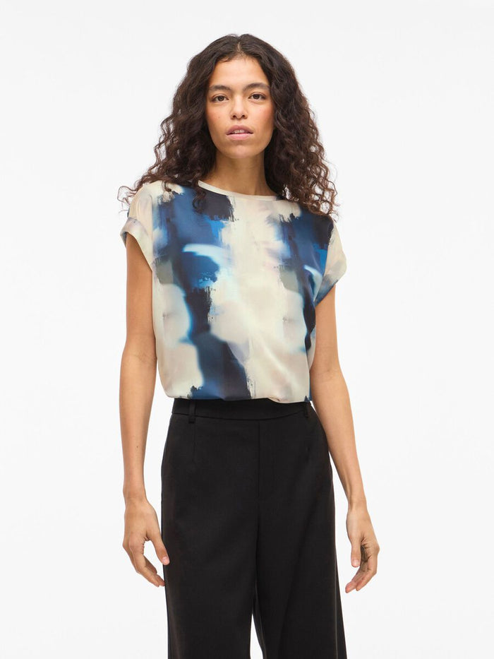 Evanne Satin Top (Navy Blazer/Hia Blue)
