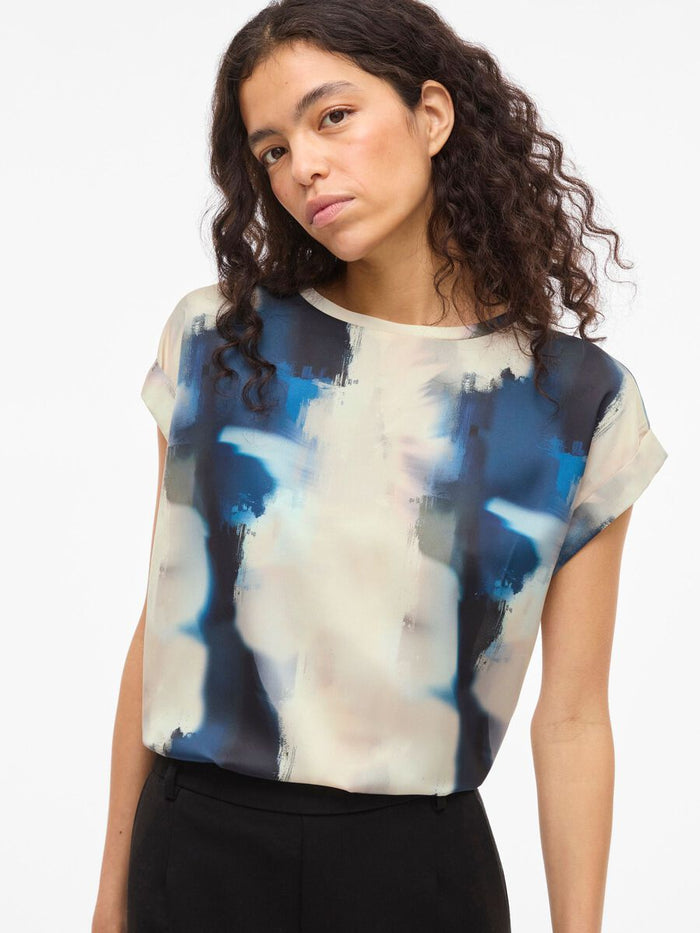 Evanne Satin Top (Navy Blazer/Hia Blue)