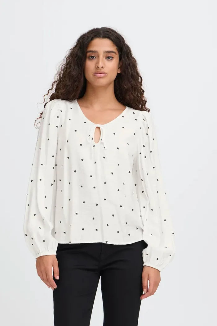 Eve Heart Top (White/Black Hearts)