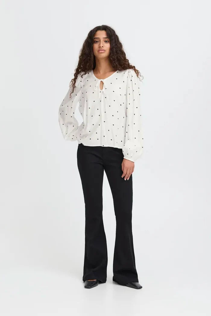 Eve Heart Top (White/Black Hearts)