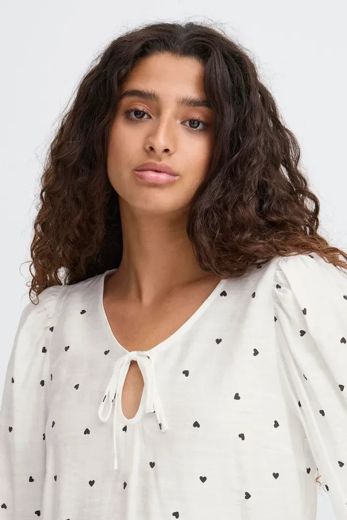 Eve Heart Top (White/Black Hearts)