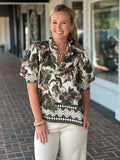 Everyday Moments Floral Olive Green Top