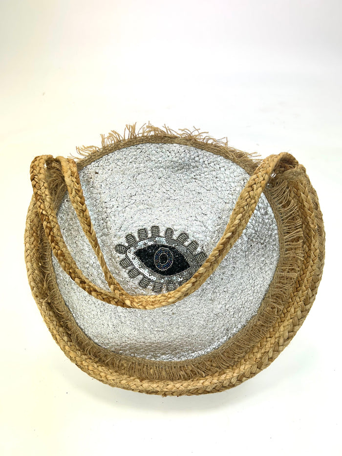 Eye Boho silver and natural Tote