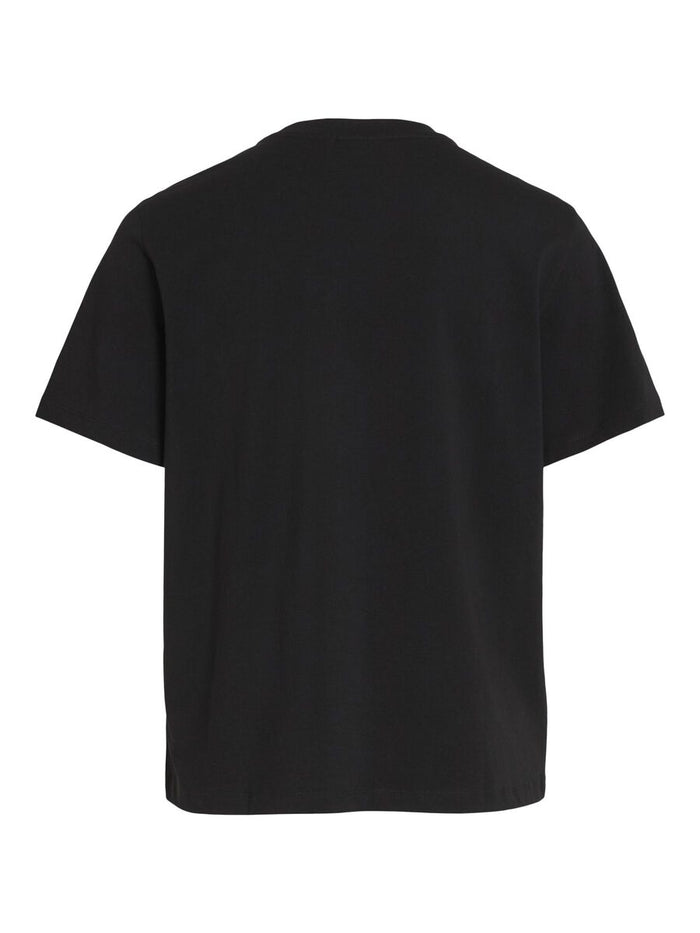 FACE PRINTED COTTON T-SHIRT (BLACK)