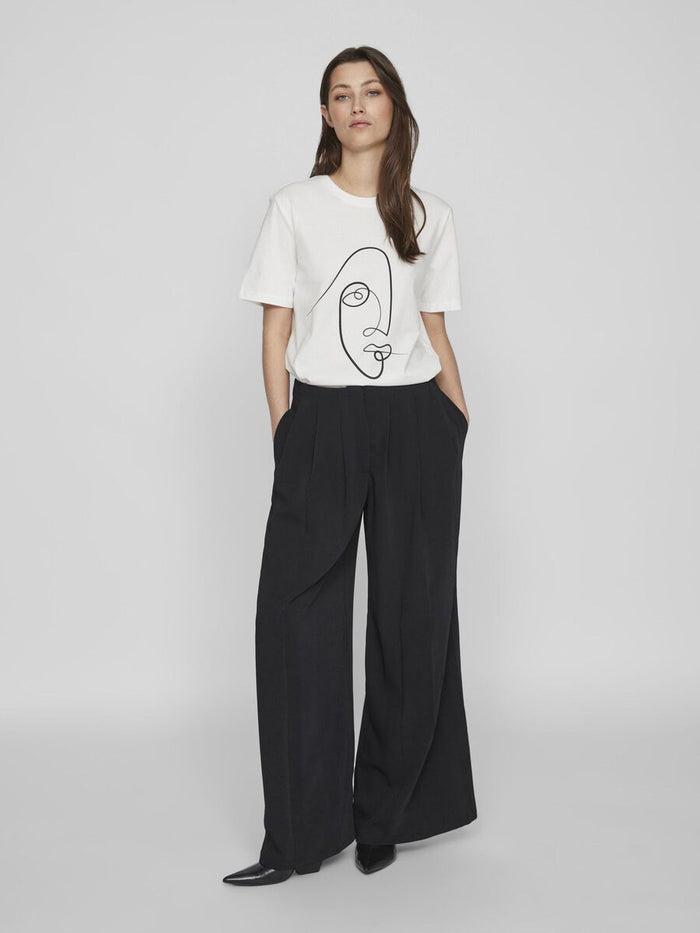 FACE PRINTED COTTON T-SHIRT (WHITE)