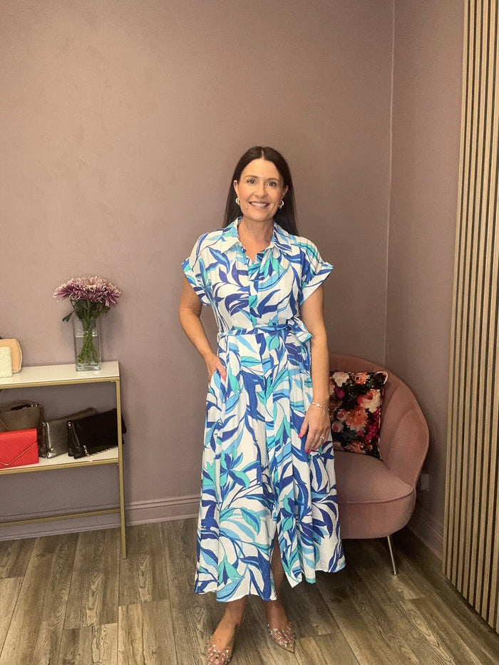 Fae Short Sleeve Dress (Blue)