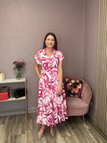 Fae Short Sleeve Dress (Fuchsia)
