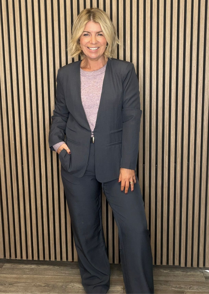 Fallon Wide Leg Pants (Dark Grey Melange)
