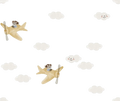 Fantasy Airplane Yellow on Off White - Family Fabrics B.V.
