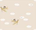Fantasy Airplane Yellow on Sand - Family Fabrics B.V.
