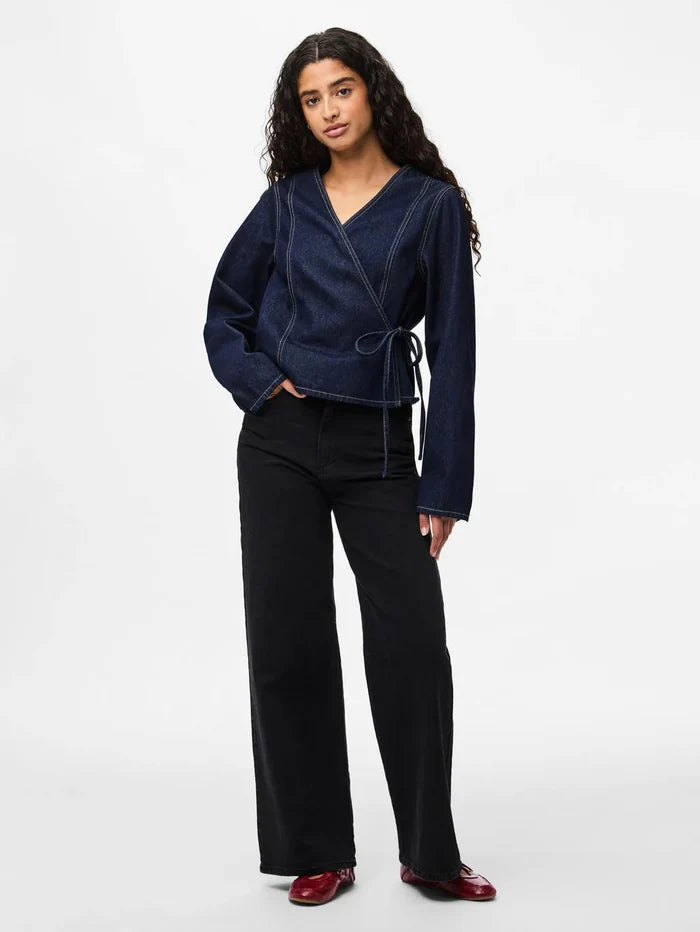Farah Denim Wrap Top (Dark Blue)