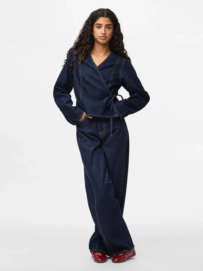 Farah Denim Wrap Top (Dark Blue)
