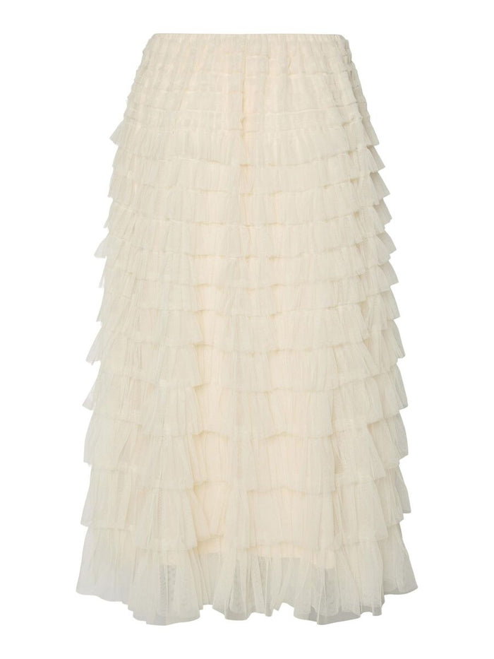 Farely Tiered Tulle Skirt (Gardenia)