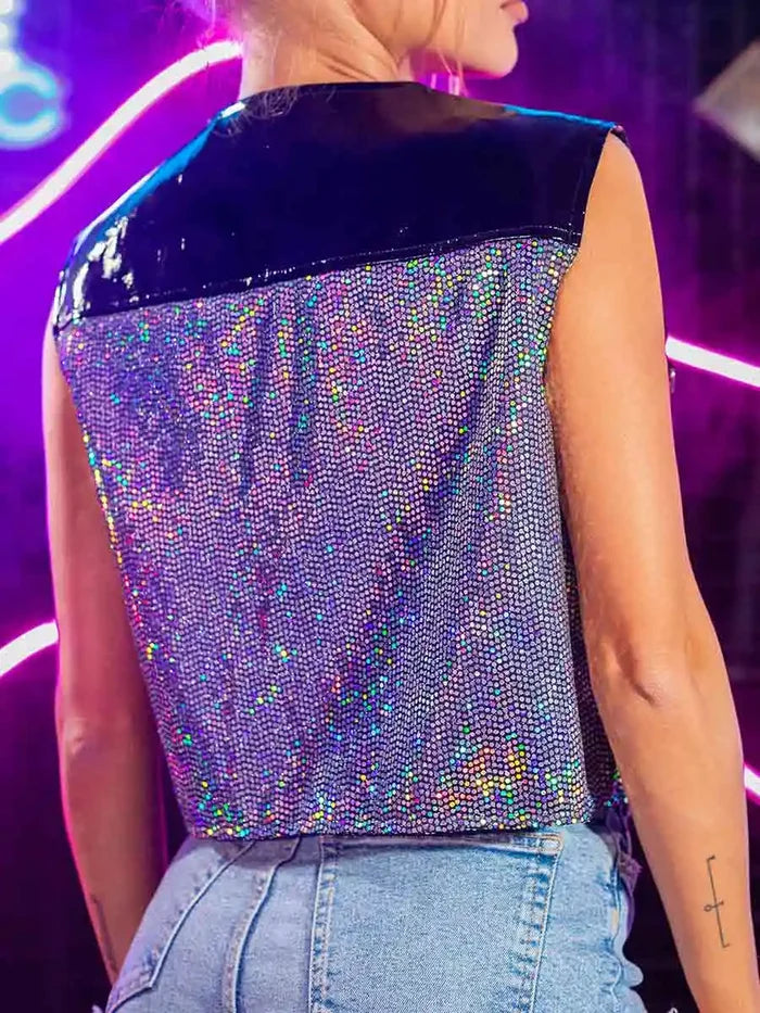 Fashionable Women's Glitter Sequin Vest