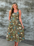 Feeling Fun Brown Floral Midi Dress
