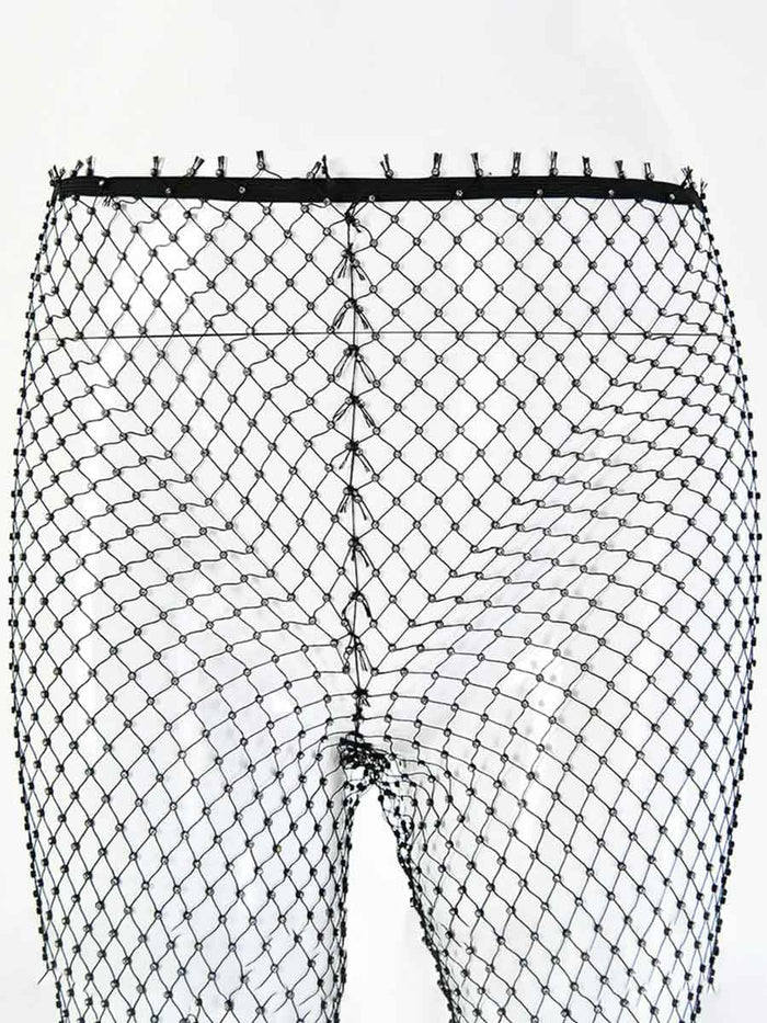 Fishnet Hollow Pantsâ€?Sheer Rhinestone Pants