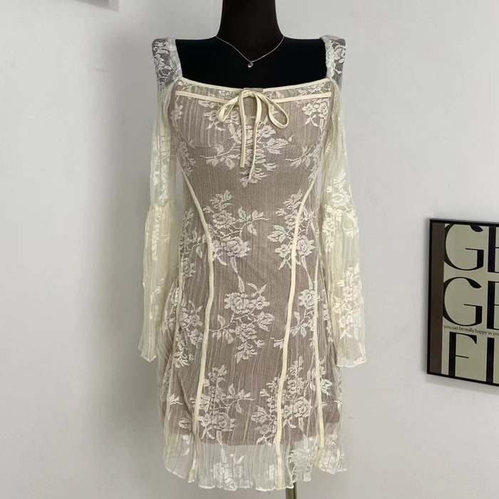 Fitted Lace Flared Dress