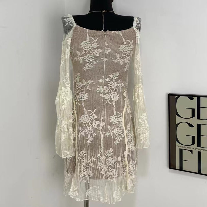 Fitted Lace Flared Dress