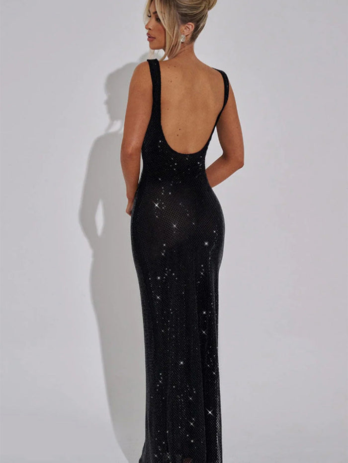 Fitted Mesh  Maxi - Crystal Detail, Chic