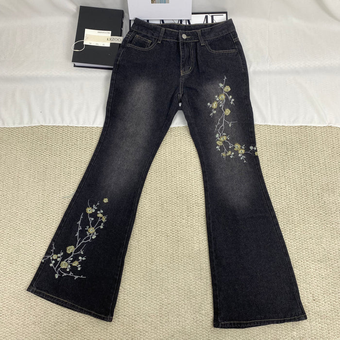 Flared Low-Rise Trousers