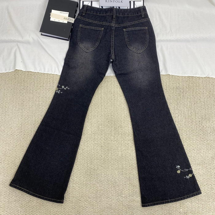 Flared Low-Rise Trousers