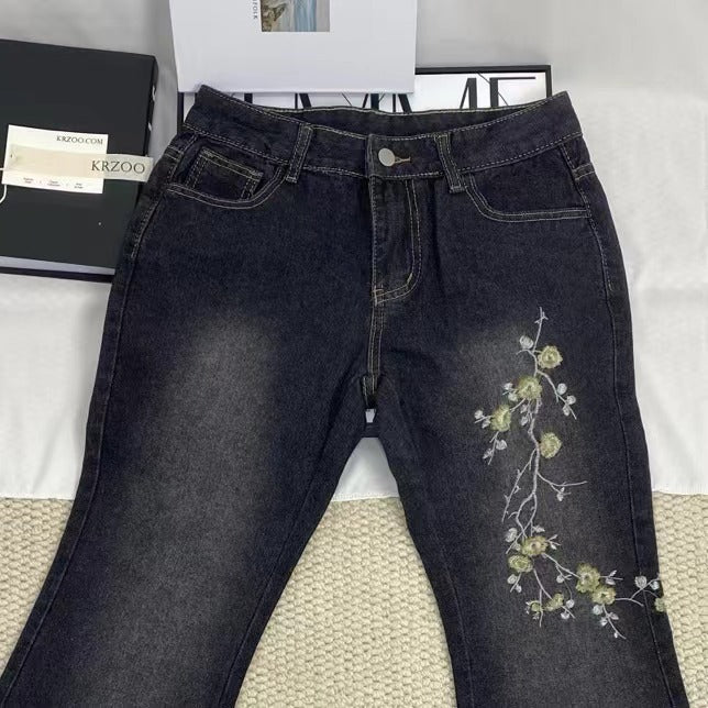Flared Low-Rise Trousers