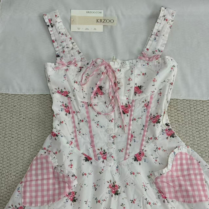 Floral print halter-neck mini dress