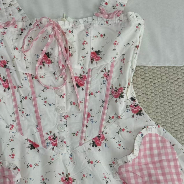 Floral print halter-neck mini dress