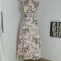 Floral print long dress, lace dress