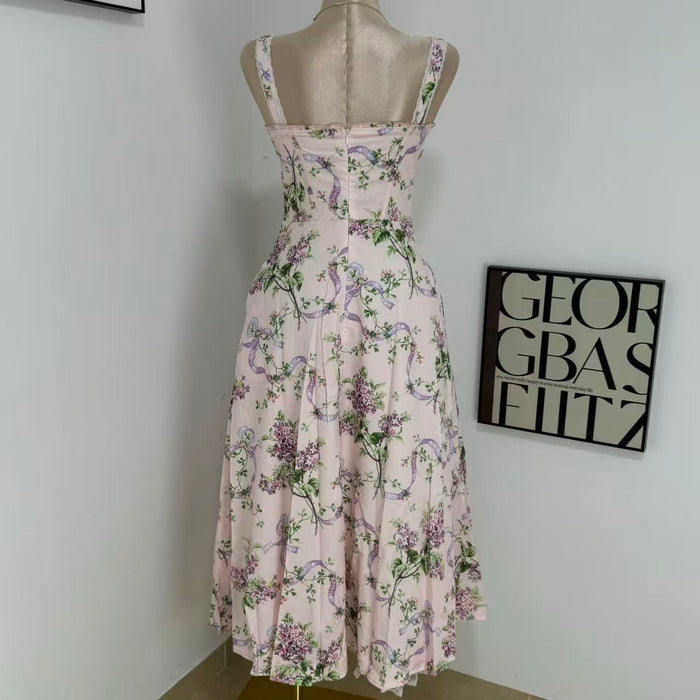 Floral print long dress, lace dress