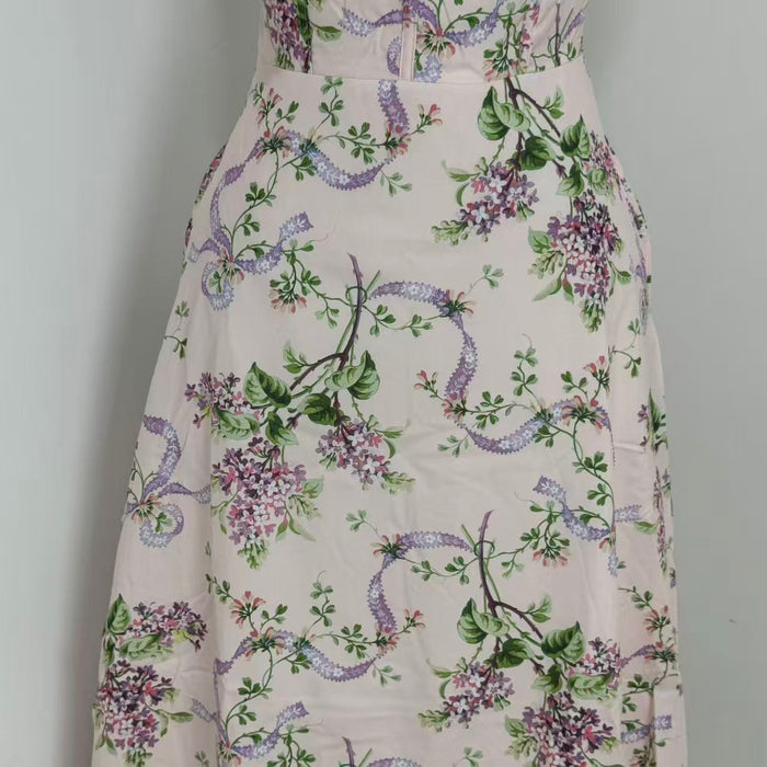 Floral print long dress, lace dress