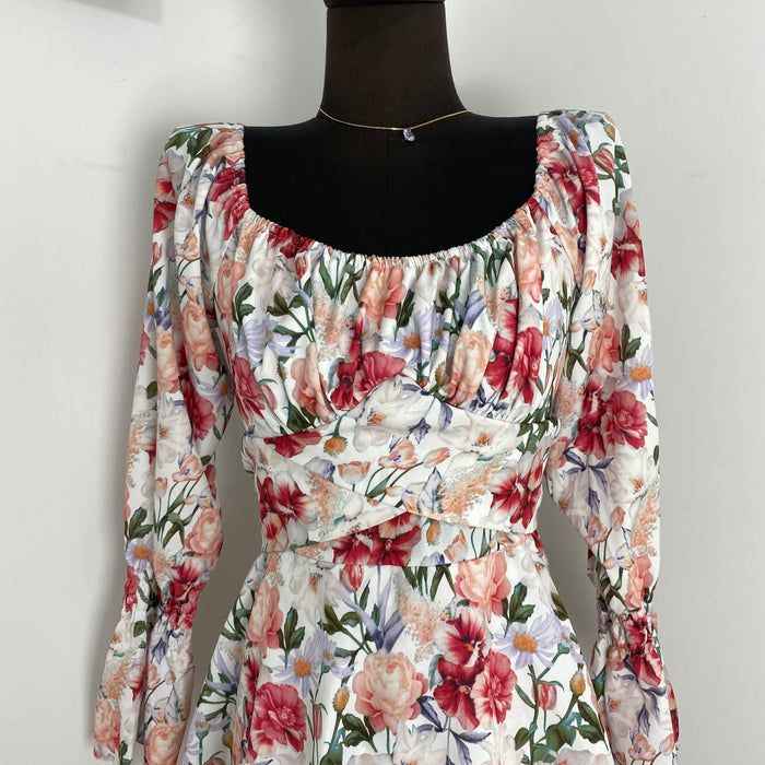 Floral Print Square-Neck Dress