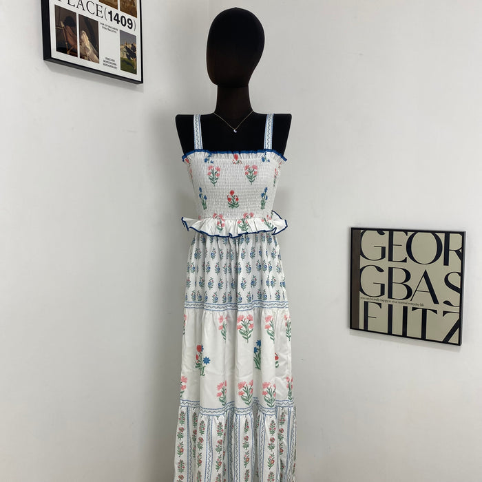 Floral Print Sundress With Wavy Edges