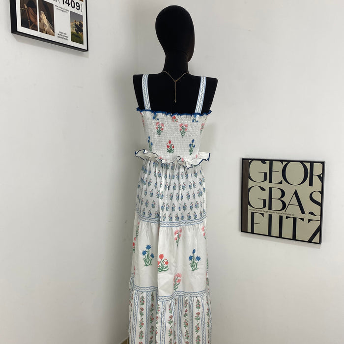Floral Print Sundress With Wavy Edges