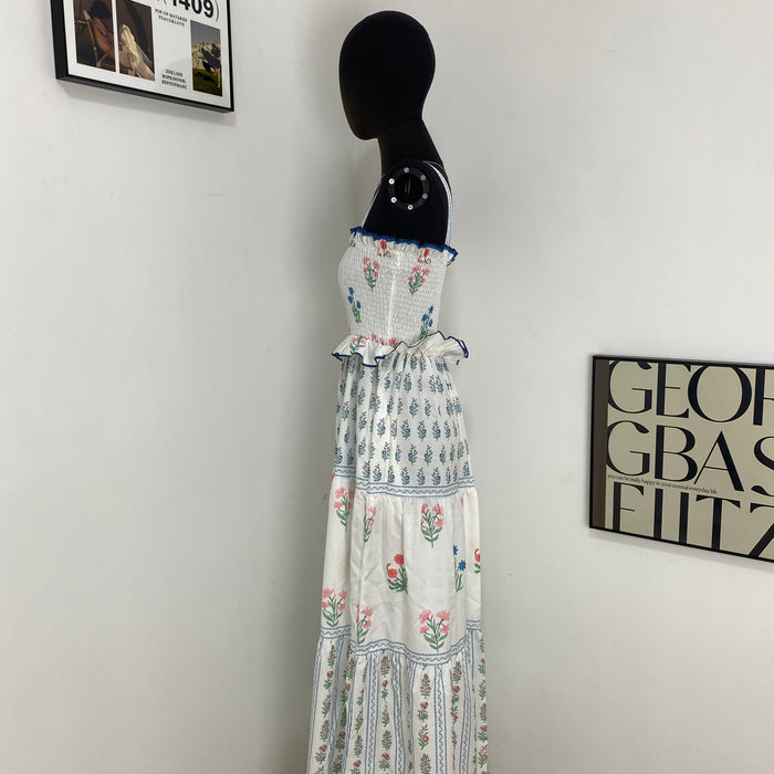 Floral Print Sundress With Wavy Edges