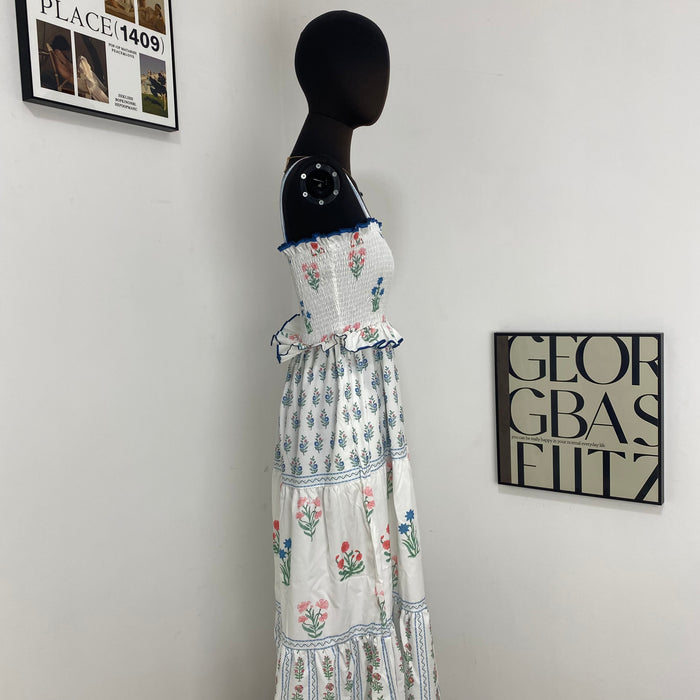 Floral Print Sundress With Wavy Edges
