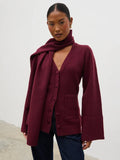 Florie Knit Cardigan with Scarf (Wine)