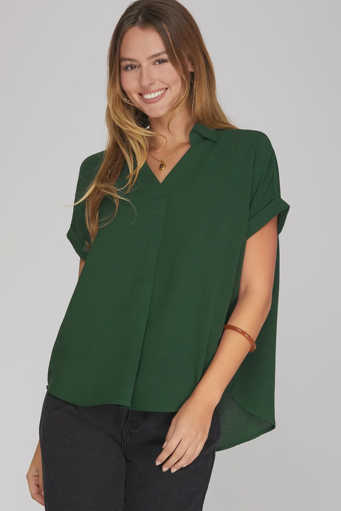 For A While Top in Sea Green