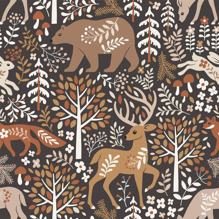 Forest Animals Dark Brown - Family Fabrics B.V.