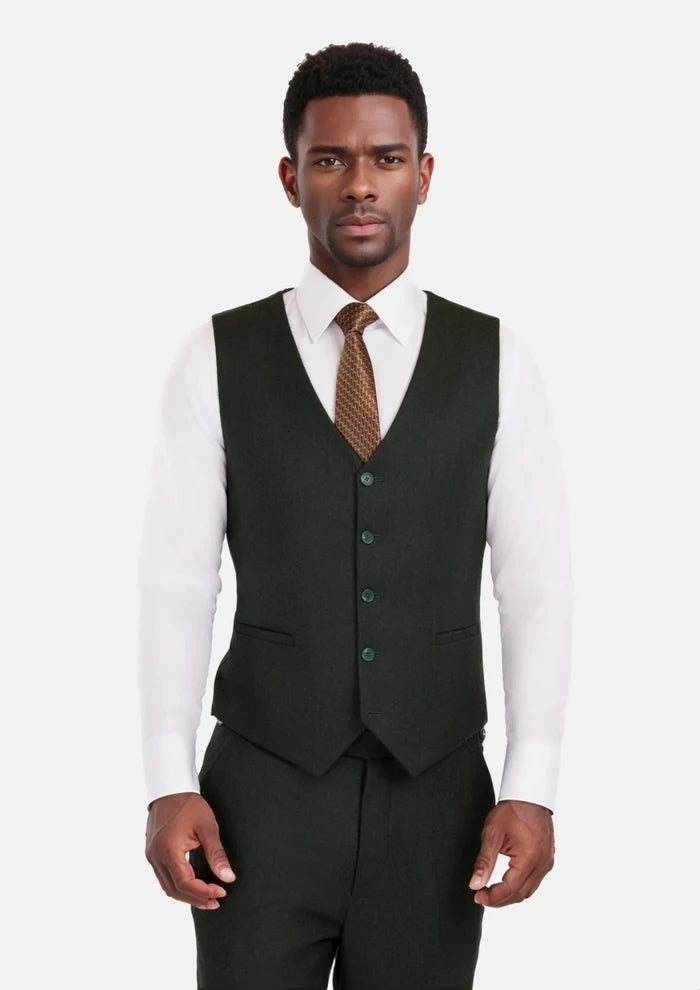 Forest Green Flannel Vest - SARTORO