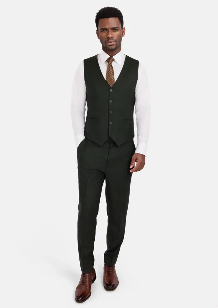 Forest Green Flannel Vest - SARTORO
